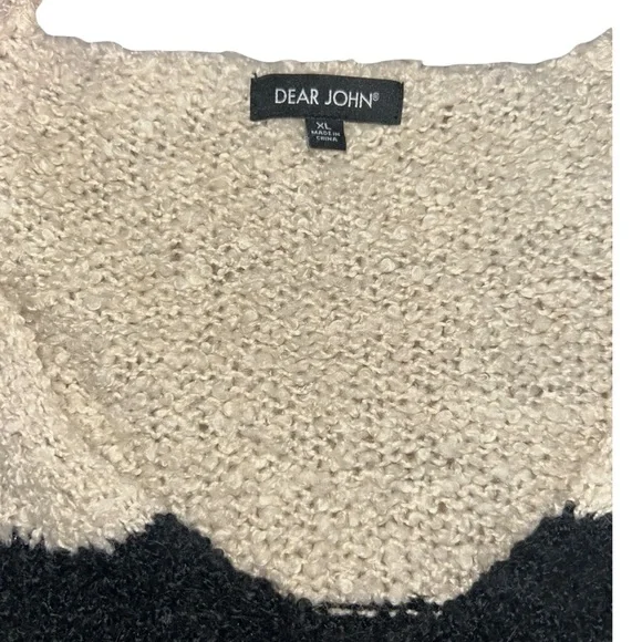 Dear John Adrien V Neck Sweater Black Crème Stripe Size XL - Picture 3 of 8